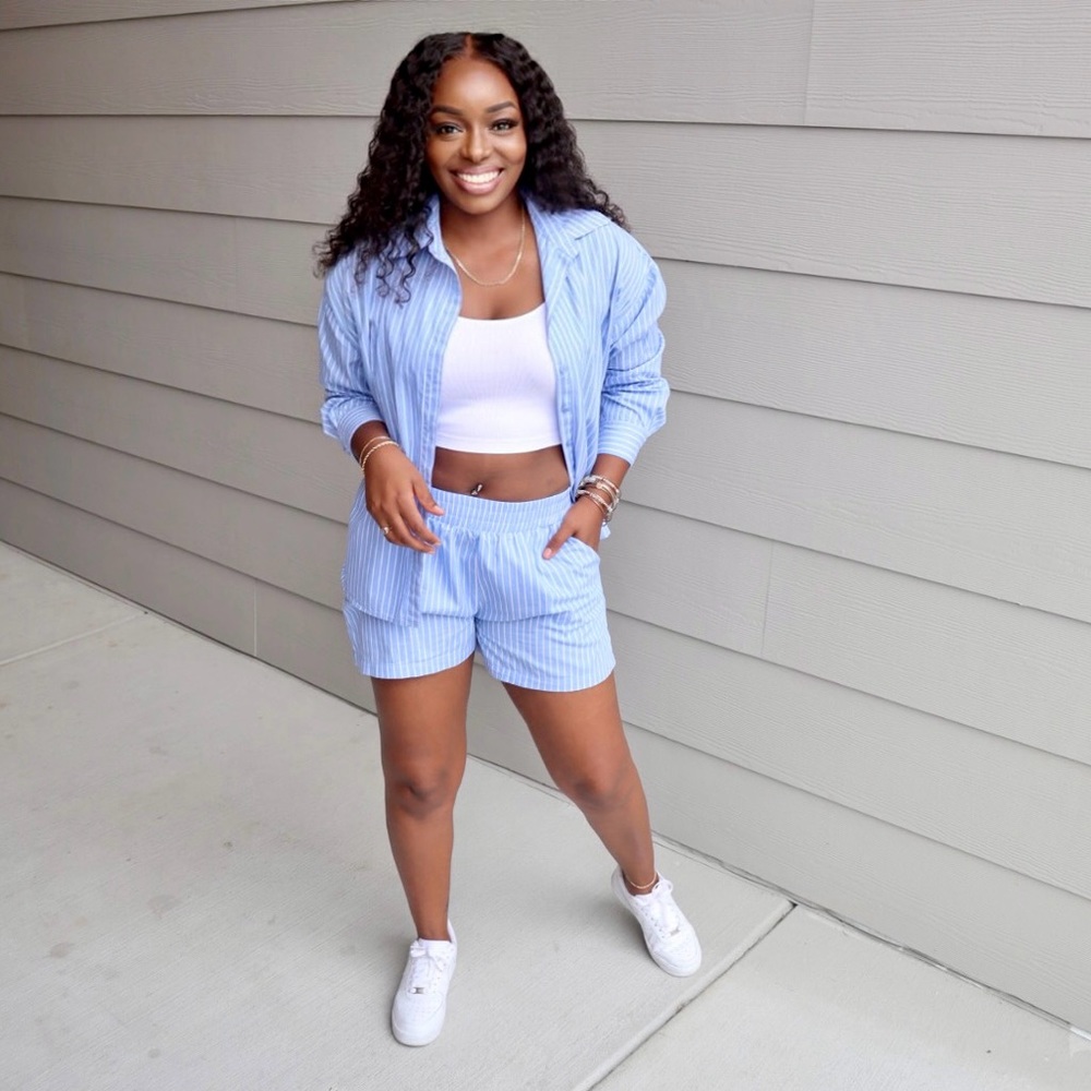 Stripe Short Set - FINAL SALE